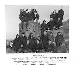 The wintering crew of the 1997 ANARE posing for a photo