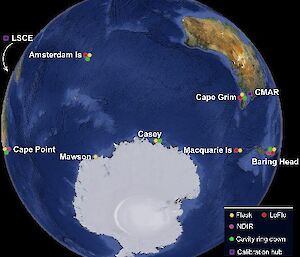 The Southern Ocean atmospheric greenhouse gas observation network.