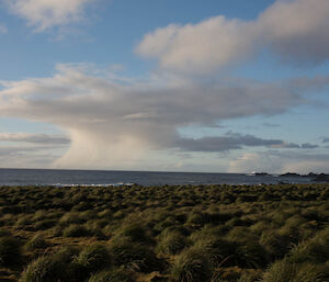 A photo of different sorts of clouds over the featherbed.