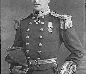 Early explorer Robert Falcon Scott in captain’s full dress uniform.