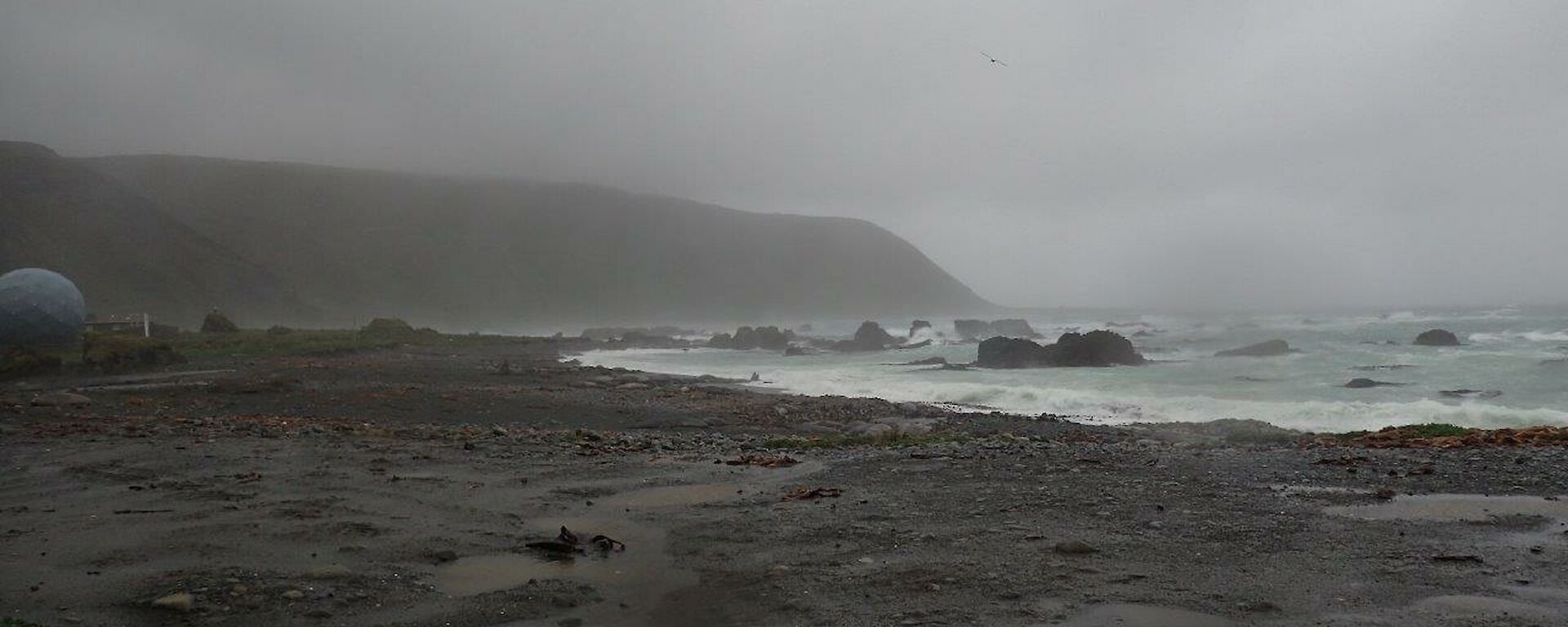 A wet weather view of West Beach