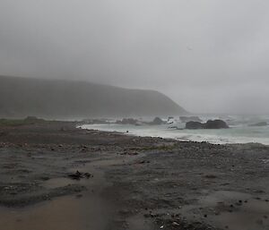 A wet weather view of West Beach