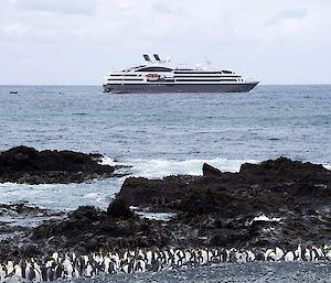 L'Austral at anchor off Sandy Bay