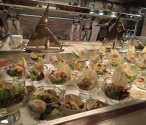 A picture of the buffet on board