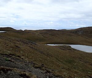 A picture showing Lakes at differnt heights off the Overland Track