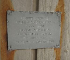 The plaque dedicating the Chippie’s Church