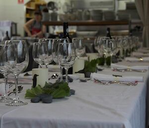 A beautifully set dinner table.