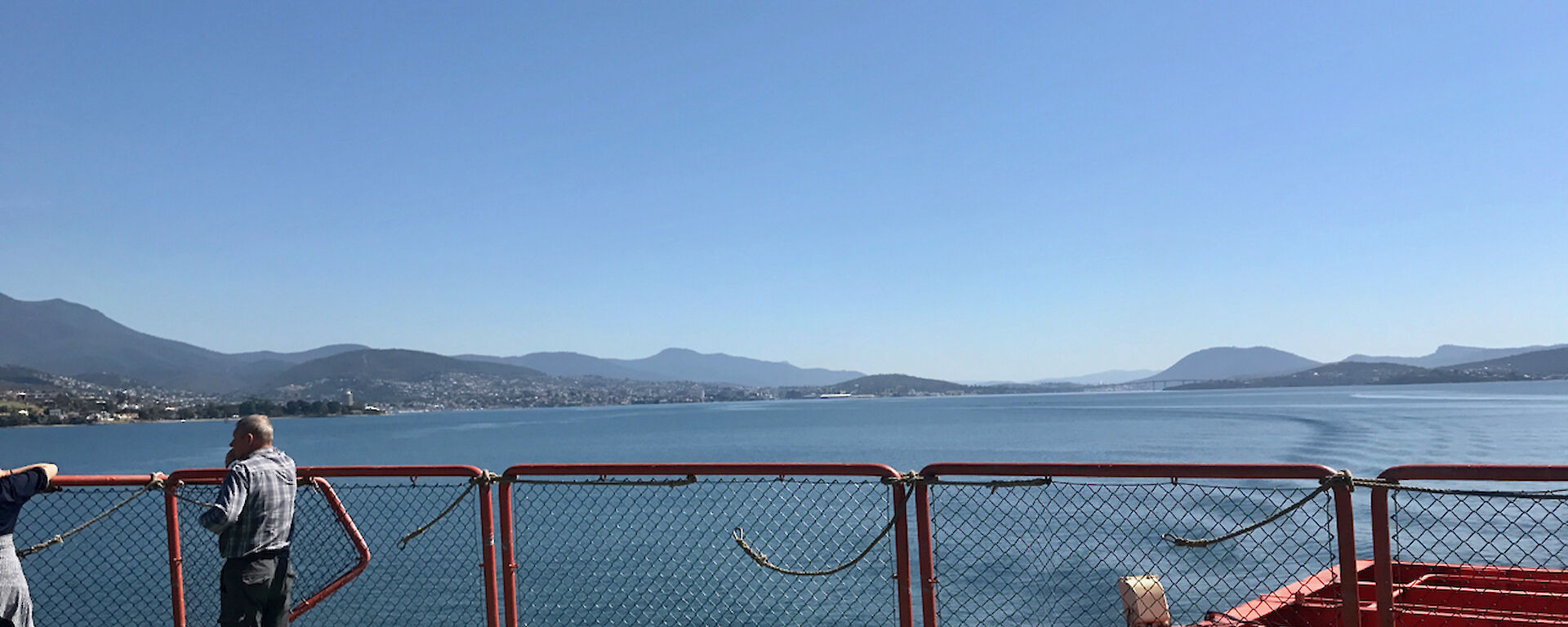 View of Hobart from rear deck of Aurora Australis