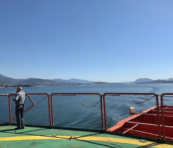 View of Hobart from rear deck of Aurora Australis