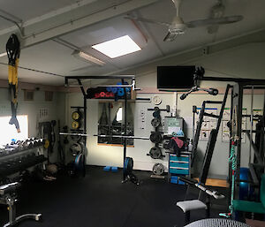 Gym room with a wide array of equipment