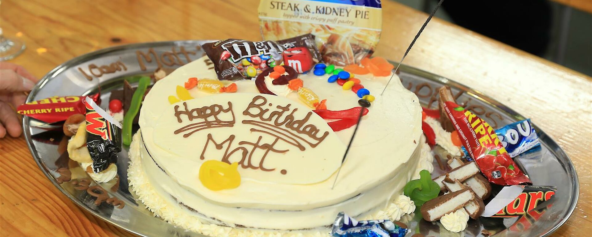 Fray Bentos Themed Birthday Cake for Matt Westbury — Macquarie Island