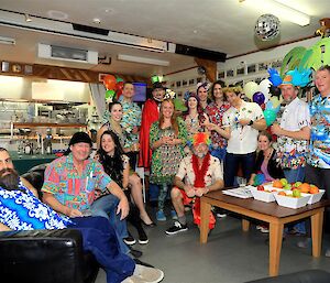 A group of expeditioners dressed up for ‘Carnivale’ theme night — Macquarie Island