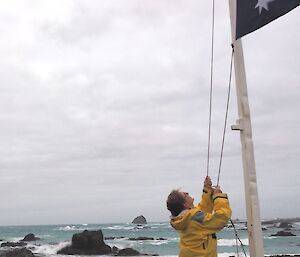 Flag Officer Dr Jan Wallace in action — Macquarie Island