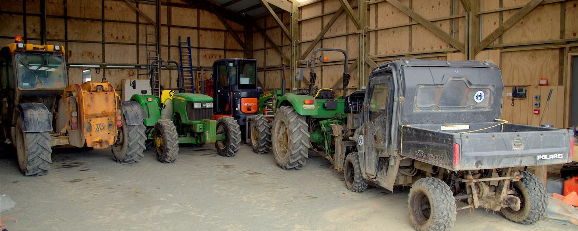 A shed full of machinery and equipment