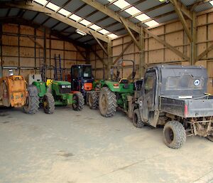 A shed full of machinery and equipment