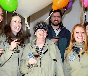 Macquarie Island expeditioners enjoying a Saturday night visiting the Bureau of Meteorology workplace