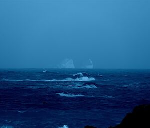 The Macca iceberg off the west coast in the distance.
