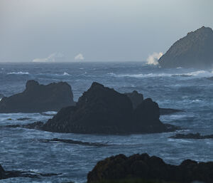 First sighting of the Macca Iceberg in the distance from the coastline of Macquarie Island- 31 October 2017