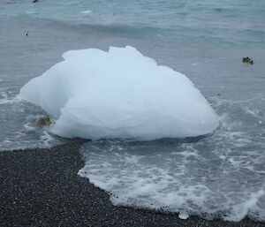 A large chunk of the Macca iceberg found on the west coast beach