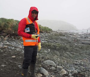 Macquarie Island Station Leader Kyle coordinating the resupply operation