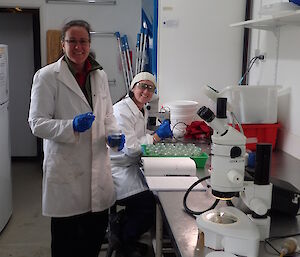 Macquarie Island Remediation project scientists Cath & Jess in the lab