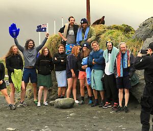Macquarie Island expeditioners prepare for the traditional Australia Day swim