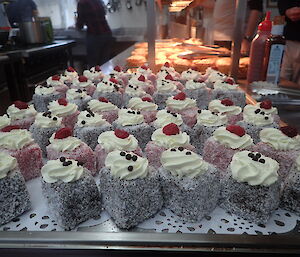 Delicious traditional Australia Day cuisine of lamingtons and meat pies prepared by Chef Nick