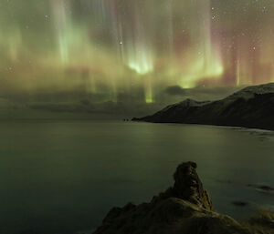 Macquarie Island aurora over Buckles Bay.