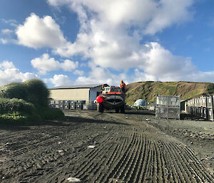 A LARC delivering resupply cargo to Macquarie Island. LARC stands for Light Amphibious Resupply Cargo vehicle.