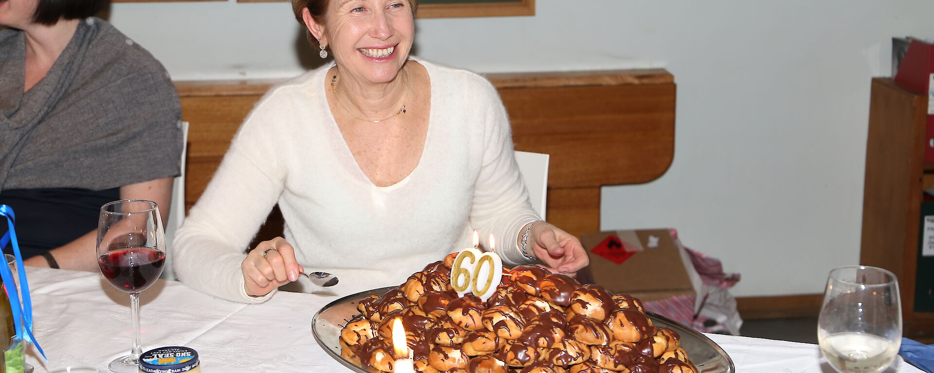 Annette Fear with a croquembouche made for her birthday this week