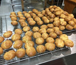 Choux pastry profiteroles ready to be made into a custard cream filled chocolate ganache covered croquembouche