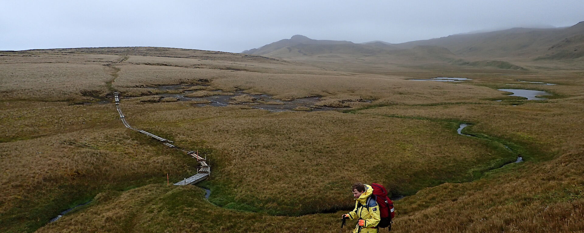 Angus Cummings at the Red River Bridge on the Varne Plateau, Macquaire Island