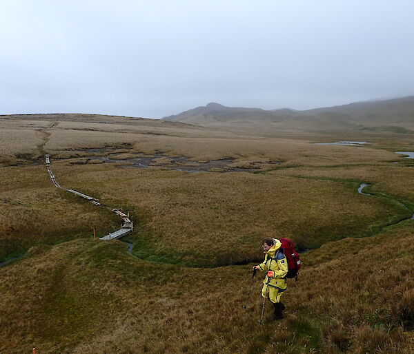 Angus Cummings at the Red River Bridge on the Varne Plateau, Macquaire Island