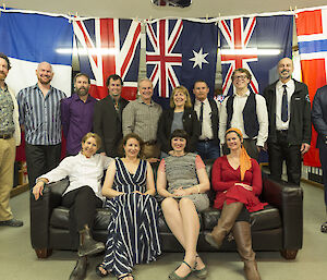 A formal photograph of the 71st ANARE — the current expeditioners on Macquarie Island