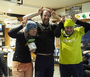 Team Bunny — Danielle, Jez and Peter — the Green Sponge Games runners-up