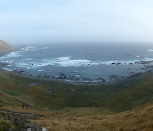 Sandell Bay on the rugged west coast — Cape Toucher on the left and Davis Point on the right