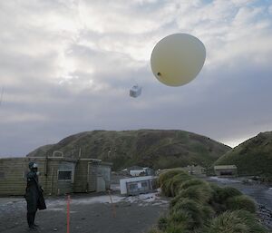 person letting go of a big balloon