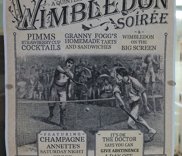 A poster for the recent Wimbledon Soiree at Macca