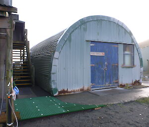 Macquarie Island Nissen hut — Exterior of the old Electrical workshop now known as the Post Office