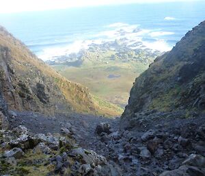 A route from the plateau down to the coast on Macquarie Island assessed by the ranger regularly
