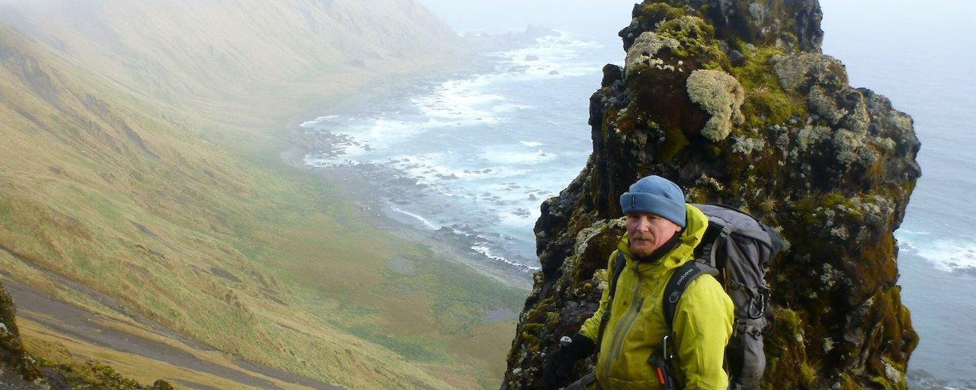 Chris Howard, Macca Ranger In Charge, at the top of a Macca ‘jump up/down’ ( a route between the escarpment and the coast)