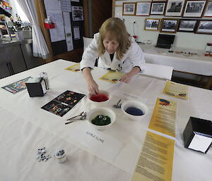 Ali Dean putting the finishing touches to the edible slime on offer at the Science Smoko recently held at Macca for National Science Week