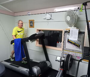 Man walking on treadmill