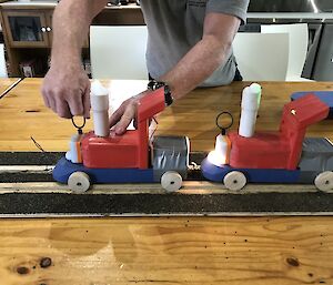 The beautifully crafted sushi train crafted to deliver our meal on Macquarie Island.