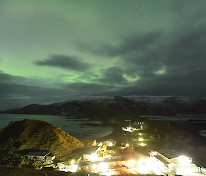 An image in the time lapse sequence showing the dawn sky colours