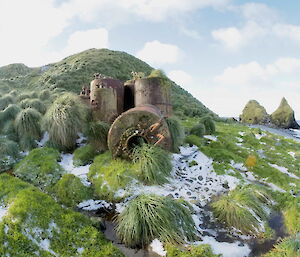 The digesters at the Nuggets taken with a fisheye lens