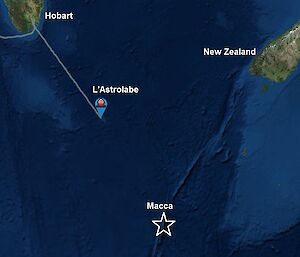 The icebreaker L'Astrolabe well on its way to Macca