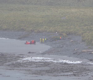 The shore party receiving a load of cargo on Landing Beach