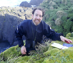 a man climbs a hill