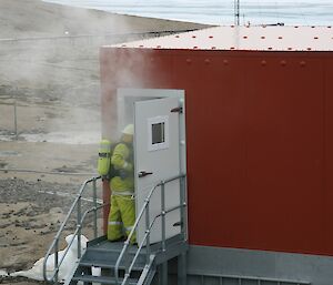 Fire team entering building